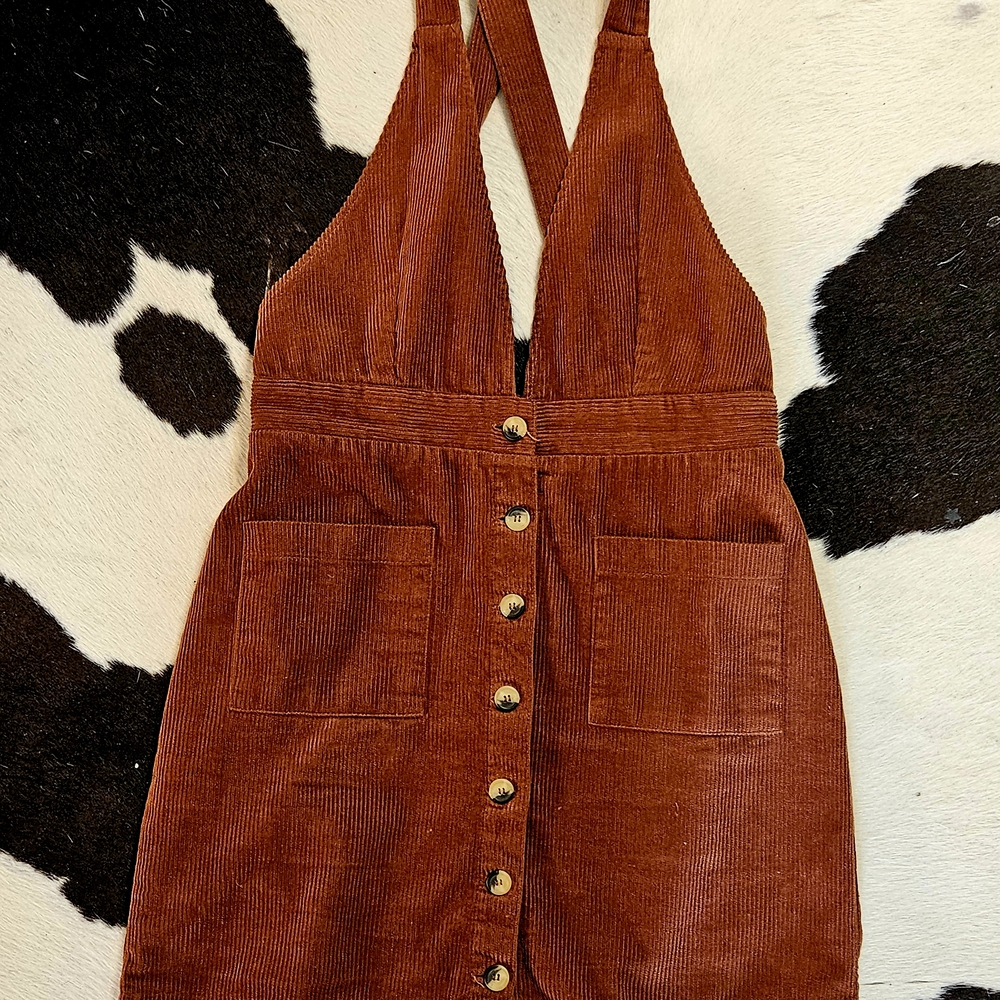 Indigo Rein Rust Corduroy Button-Front Mini Dress